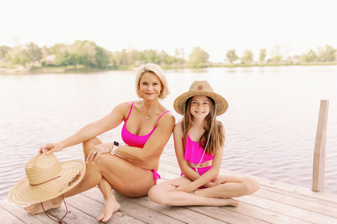 mom and daughter at the lake image