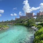 Front view of the Atlantis Royal Towers resort on Paradise Island in the Bahamas, featuring its iconic architecture and luxury entrance.