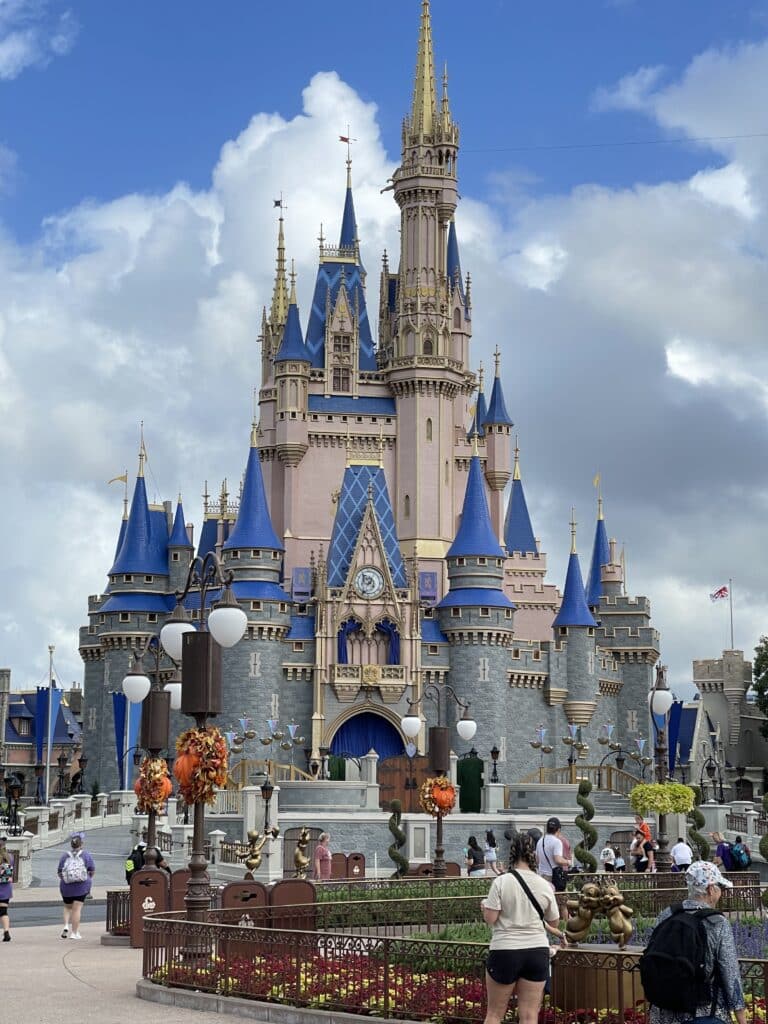 Medium distance view of Cinderella Castle in Magic Kingdom at Walt Disney World