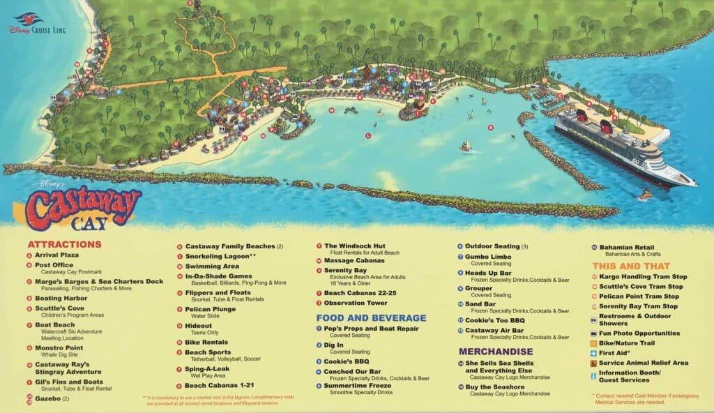 Castaway Cay map for Disney Cruise Line guests