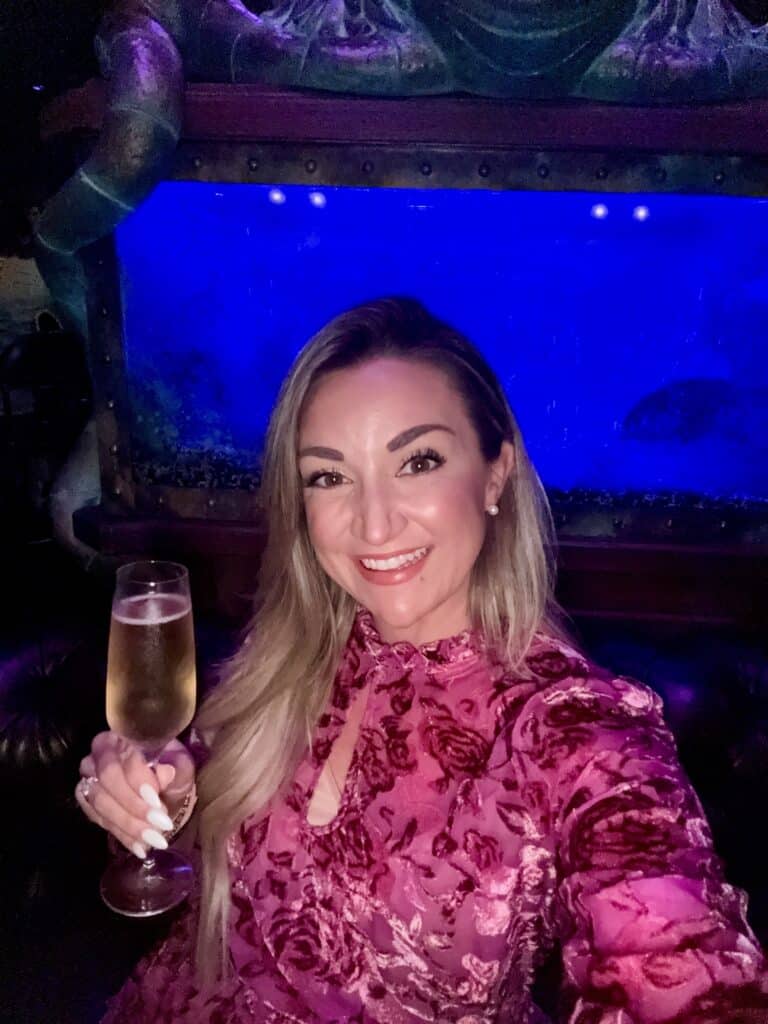 Nightlife aboard the Disney Fantasy featuring adult lounges, live entertainment, and evening ambiance on a Disney cruise ship