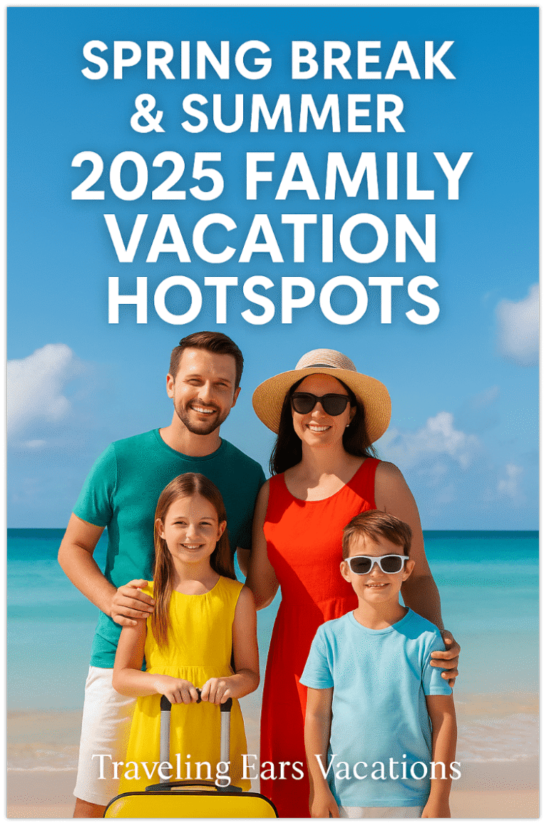 Happy family on a tropical beach vacation – Spring Break & Summer 2025 travel