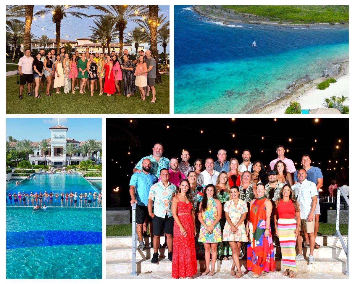 Sandals Curaçao group vacation collage with luxury events and oceanfront experiences