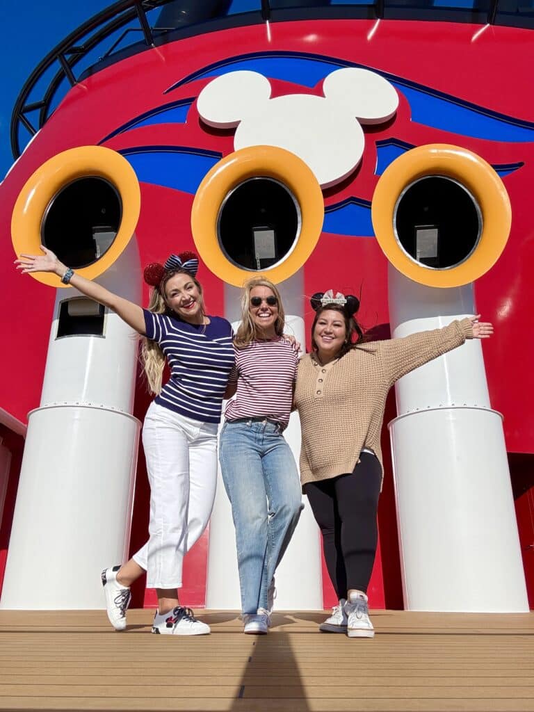 Girls group trip on Disney Cruise Line featuring a fun and relaxing getaway with friends, oceanfront cocktails at sunset, spa days, beach time at Castaway Cay, and lively adults-only lounges, perfect for celebrating, bonding, and creating unforgettable memories at sea