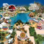 Map view of Universal Islands of Adventure at Universal Orlando Resort showing themed lands, attractions, and park layout in Orlando Florida