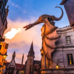 Universal Orlando Resort in Florida featuring Universal Studios Florida, Islands of Adventure with Hogwarts Castle, Volcano Bay water park, and CityWalk entertainment district with dining, nightlife, and immersive movie-themed attractions