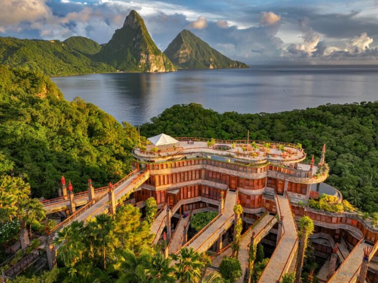 jade moutain ariel view st lucia