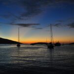 Yachts at sunset at Bitter End Yacht Club in Virgin Gorda British Virgin Islands