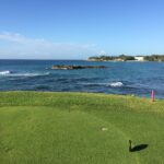 Oceanfront green at Teeth of the Dog golf course at Casa de Campo in the Dominican Republic