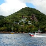 Jade Mountain Resort on the hillside above the Saint Lucia shoreline