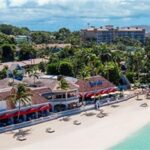 Aerial view of Sandals Grande Antigua on Dickenson Bay in Antigua