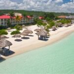 Aerial view of Sandals Montego Bay along the turquoise Caribbean shoreline in Jamaica
