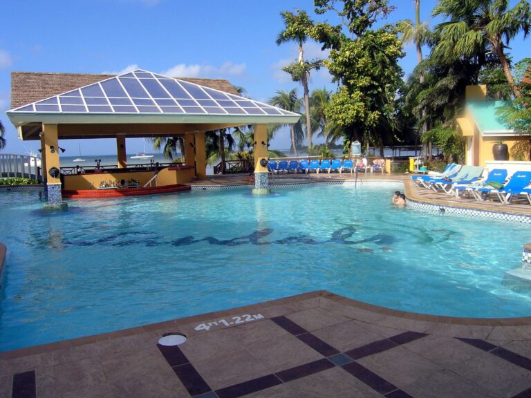 Main swimming pool at Sandals Negril resort in Jamaica